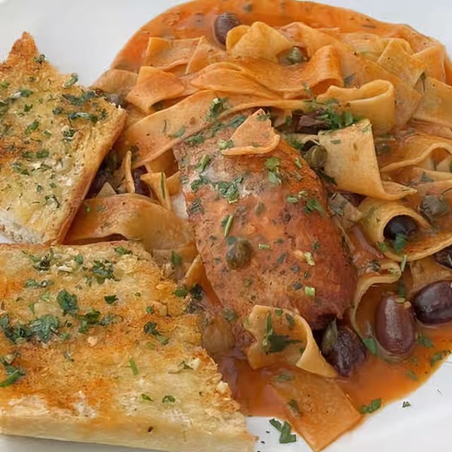 Wild Salmon Pappardelle Pasta.